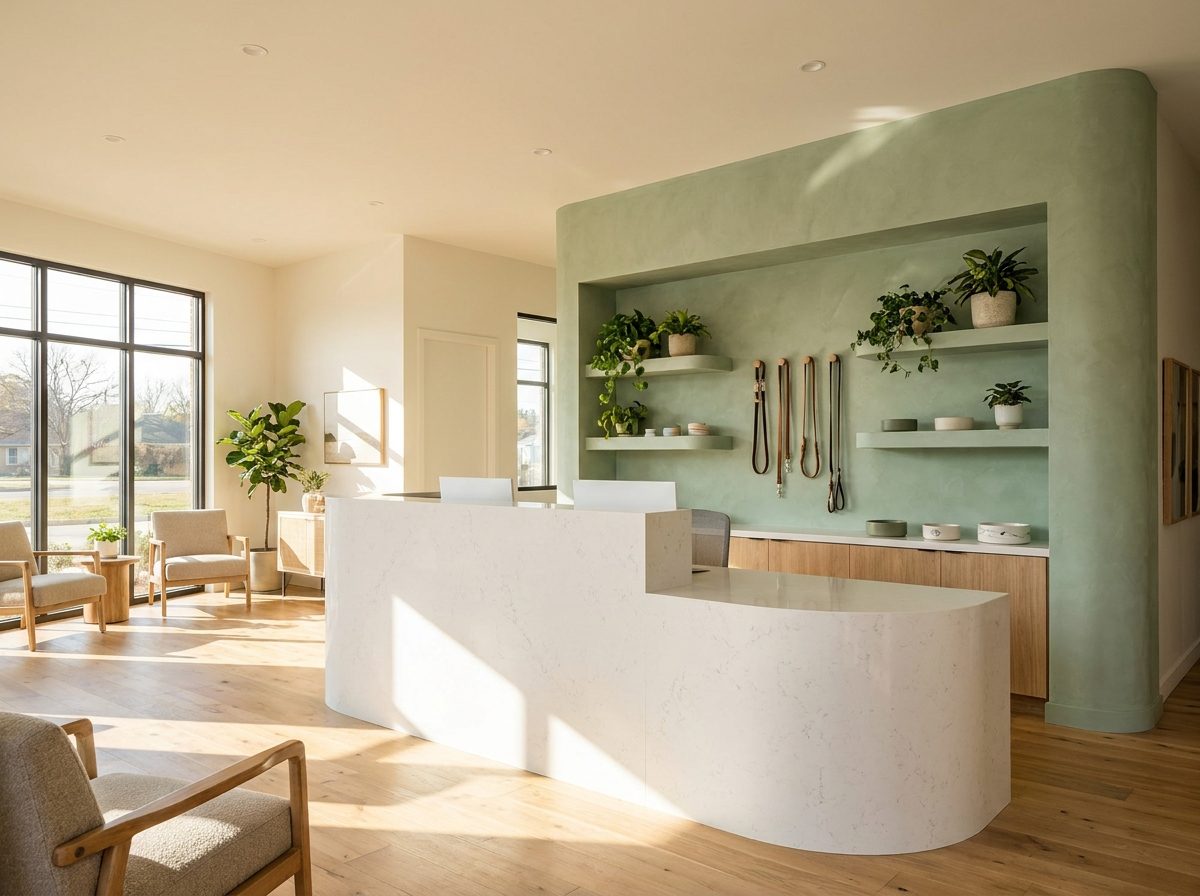 The bright reception of the Pet Station facility